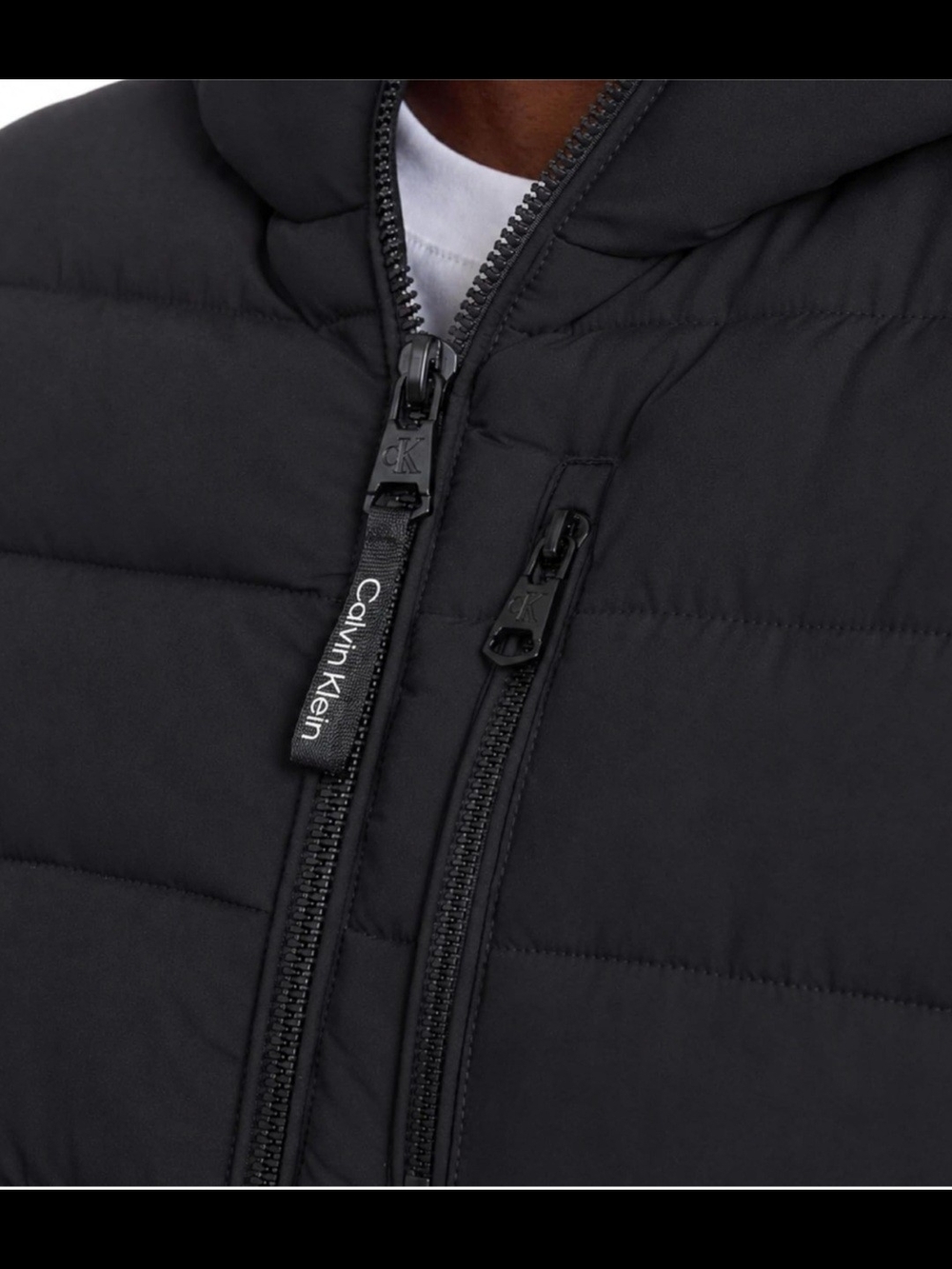 Calvin Klein Men's Quilted Hooded Vest - Charcoal - Picture 5 of 7